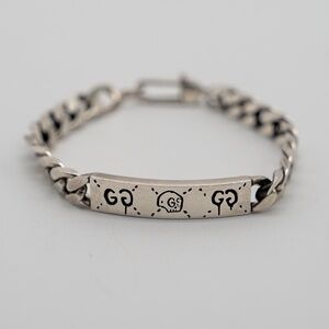 size 16 Gucci Sterling Skull Ghost 925 Silver Bracelet Link